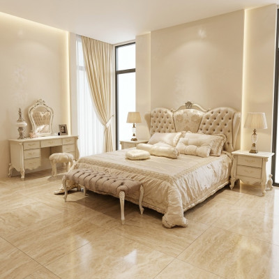 Bed Kussen Ontwerp Luxe Tweepersoons Hotelbedden Slaapkamer Leer Chesterfield Nieuw