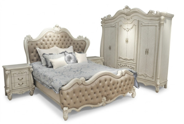 Bed + 2x Nachtkastje 3-delige slaapkamerset Luxe Designer Slaapkamer
