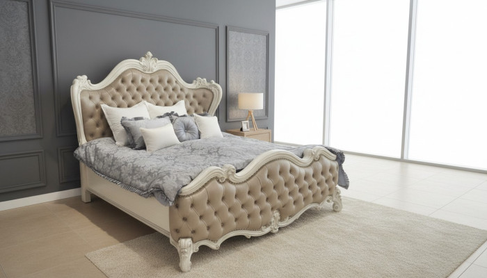 Luxe klassieke slaapkamer 4-delige set Bed Nachtkastjes Kledingkast
