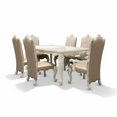 Eetkamer set Barok-Rococo eettafel x6 Chesterfield leren stoelen
