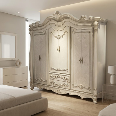 Klassieke antieke stijl kledingkast kast hout garderobe slaapkamer barok