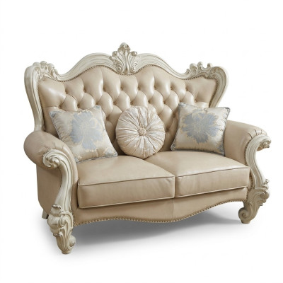 Luxe 2-zitsbank gestoffeerde bank leren bankstel Chesterfield Barok
