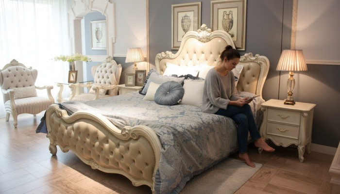 Ontwerpbed Luxe Dubbele Slaapkamer Decoratie Bedden Lederen Hotel 180x200cm