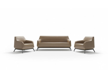 Stel Leren Bankstel Woonlandschap 3-Zits Set Modern Ontwerp