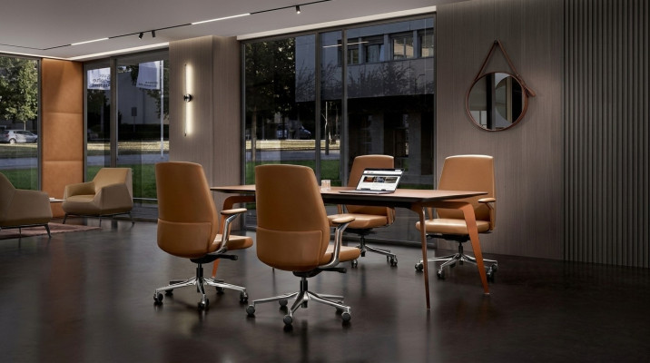 Kantoorset 4x conferentiestoelen & conferentietafel compleet set vergadertafel 5dlg.