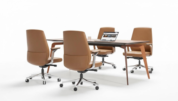 Kantoorset 4x conferentiestoelen & conferentietafel compleet set vergadertafel 5dlg.