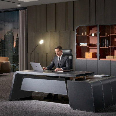 Hoekbureau bureau archiefkast kast stoel kantoor inrichting set