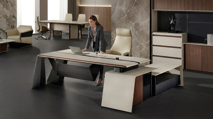 Ontwerp kantoor bureau tafel stoel meubilair hoektafel met stoel 2-delig.