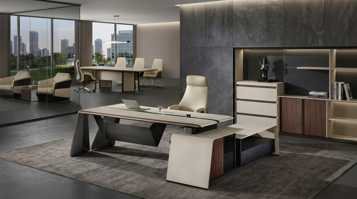 Ontwerp kantoor bureau tafel stoel meubilair hoektafel met stoel 2-delig.