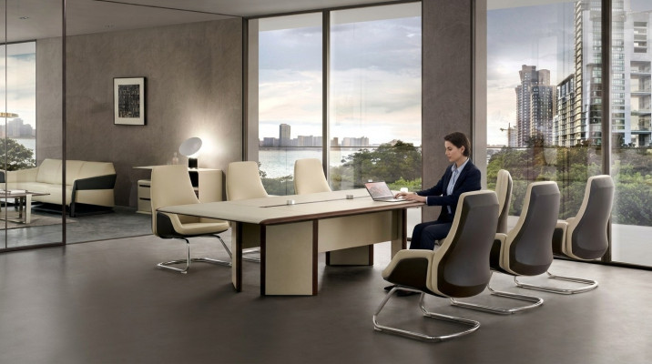 Conferentietafel 6 stoelen Stoel Tafel Vergadering Kantoor Inrichting 7-delige set
