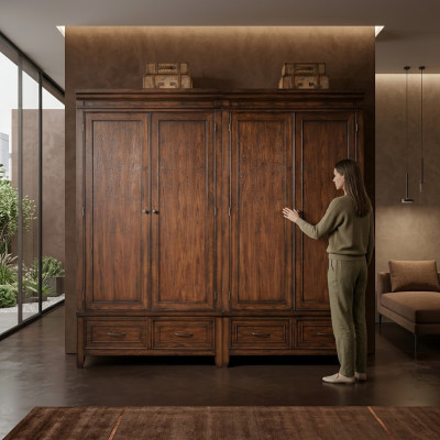 Klassieke 2x kledingkast ontwerp slaapkamer meubels kast kasten hout nieuw