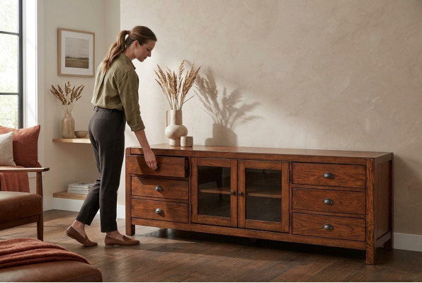 RTV Sideboard Kast Laden Hout Laag Kast Rek 196cm Woonkamer