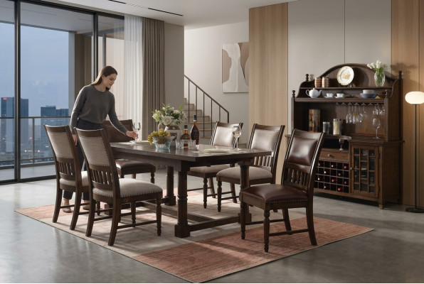 Eetkamer Set Eettafel 6 Stoelen dressoir Tafels Hout Design Groep Ensemble 9-delig