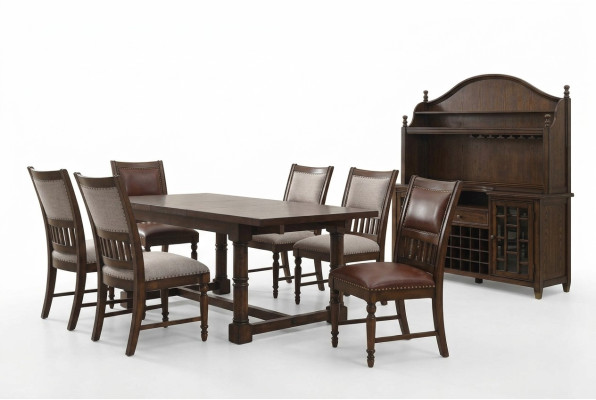 Eetkamer Set Eettafel 6 Stoelen dressoir Tafels Hout Design Groep Ensemble 9-delig