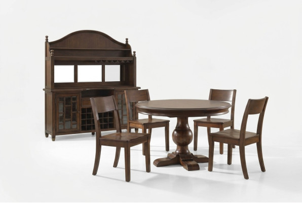 Ontwerp Ronde Tafel 4x Stoelen Eetkamer Zitplaatsen Ronde Tafel Set Hout 5-delig Set