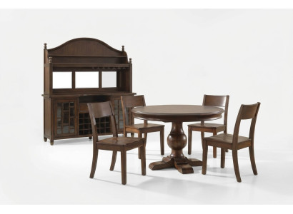 Ontwerp Ronde Tafel 4x Stoelen Eetkamer Zitplaatsen Ronde Tafel Set Hout 5-delig Set