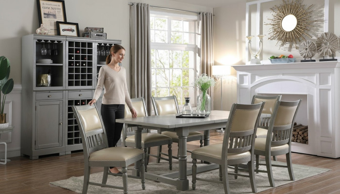 Eettafel set Tafel 6x Stoelen Stoel Eetkamer Groep Tafel Hout Leer