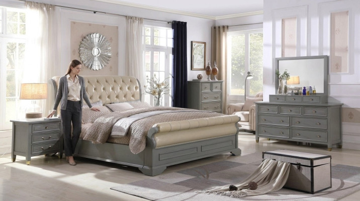 Slaapkamer meubel Compleet set Bed Nachtkastje Kledingkast Tafel Nieuw 3-dlg.