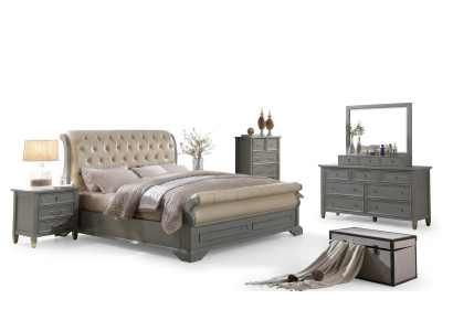 Slaapkamer meubel Compleet set Bed Nachtkastje Kledingkast Tafel Nieuw 3-dlg.