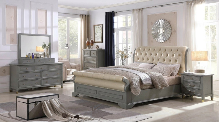 Slaapkamer set Ontwerper Luxe Houten Meubels 180x200cm Bed 2x Nachtkastje 3-delig.