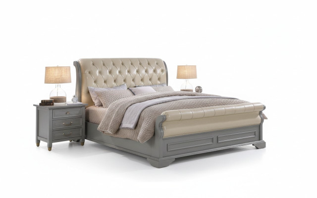 Slaapkamer set Ontwerper Luxe Houten Meubels 180x200cm Bed 2x Nachtkastje 3-delig.