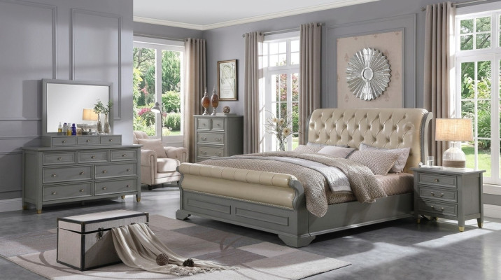 Bedbekleding Ontwerp Luxe Houten Tweepersoons Hotelbedden Slaapkamer Leder Grijs