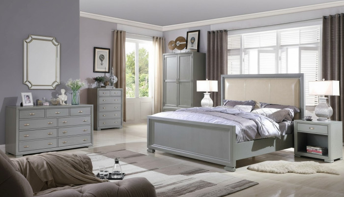 Bed 2x Nightstand 3-piece Bedroom Set Bed Furniture Chesterfield 180x200cm