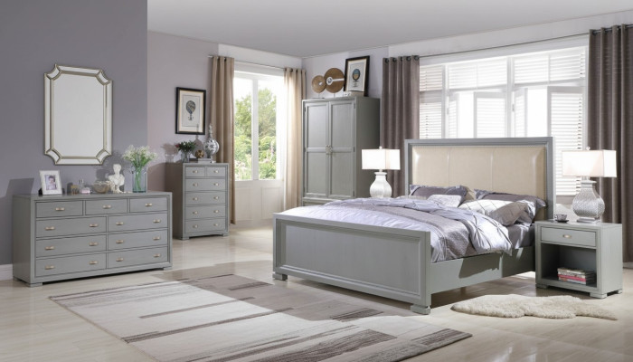 Bed 2x Nightstand 3-piece Bedroom Set Bed Furniture Chesterfield 180x200cm