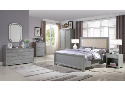 Bed 2x Nightstand 3-piece Bedroom Set Bed Furniture Chesterfield 180x200cm