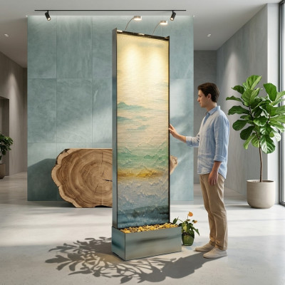 Scheidingswand waterval zuil muren watermuur LED 60x210cm waterwanden