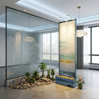 Scheidingswand waterval zuil muren watermuur LED 60x210cm waterwanden