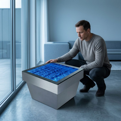 Ontwerp Tafel Salontafel Waterzuilen Kolom Waterbank LED Decor Verlicht