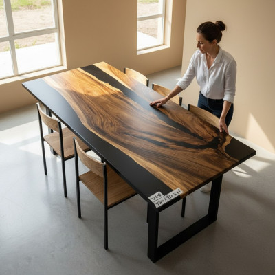 Luxe Design Epoxyhars Eettafel River Table Echt Hout Massieve Tafels