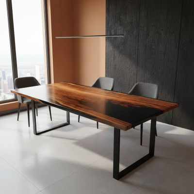 Eettafel River Table Echt Hout Riviertafel Massief Epoxyhars Tafels