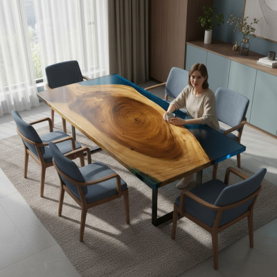 Salontafel River Table Epoxyhars Massief Tafels 121x61 Riviertafel Echt