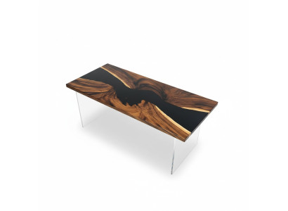 Epoxiehars Eettafel Echt hout Massief meubilair Waterval Epoxy tafel