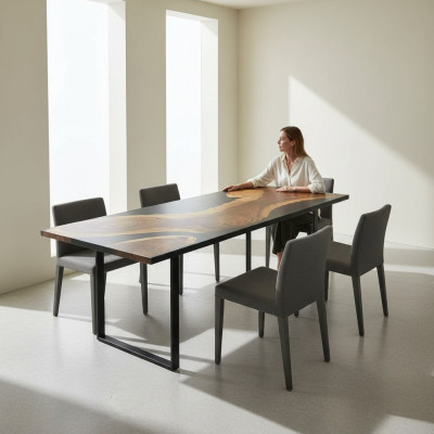 Eettafel Vergadering Riviertafel Echt Hout Massief
