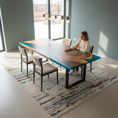 Eettafel River Table Massief Tafels 221x101 Riviertafel Epoxyhars Zee