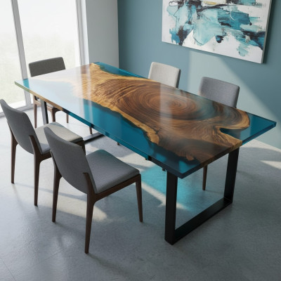 Eettafel River Table Massief Tafels 221x101 Riviertafel Epoxyhars Zee