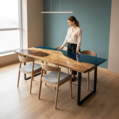 Eettafel Zee Water Rivier Echt hout Riviertafel 181x81cm Tafels