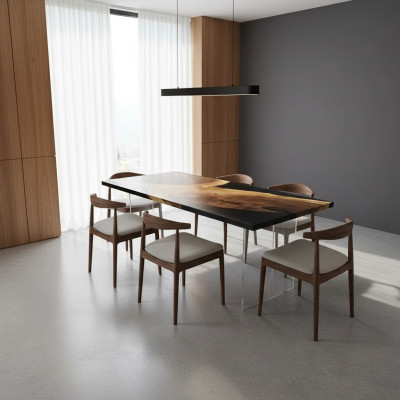 Eettafel Tafel Epoxyhars Massief Tafels 201x81 cm Riviertafel Echt Hout