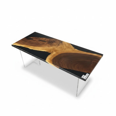 Eettafel Tafel Epoxyhars Massief Tafels 201x81 cm Riviertafel Echt Hout
