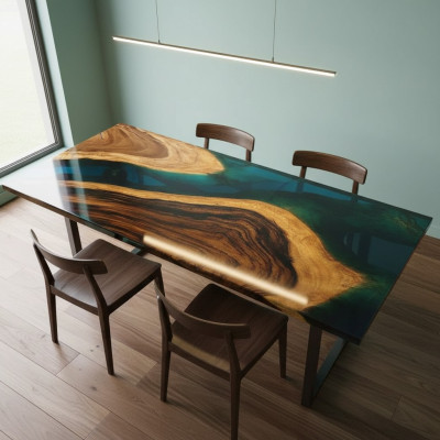 Tafel Eettafel Tafels Hars Epoxy Massief ontwerpmeubelen 140x71 Echt
