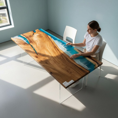 Eettafel River Table echt hout riviertafel massief epoxyhars decoratietafels