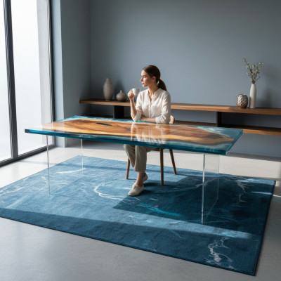 Riviertafel Eettafel Riviertafel Massief Tafels 202x81 Epoxyhars Zee