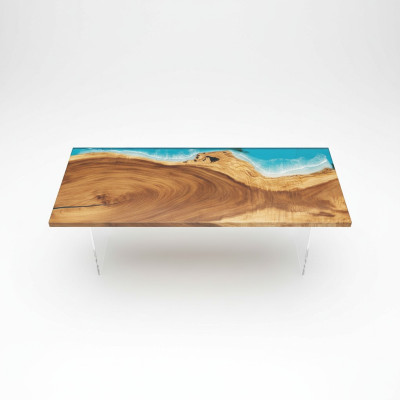 Epoxiehars Eettafel River Table Echt Hout Massief Tafels 221x91