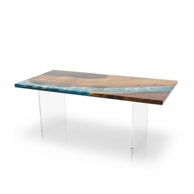 Ocean Table Epoxy Resin Design Tables Luxury Wood Dining Room Furniture