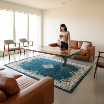 Echt hout waterval tafel epoxy hars eettafel epoxy tafels massief