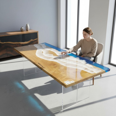 Tafels Eettafel Design Tafel Moderne Zee Rivier Meubels 181x81 Epoxy