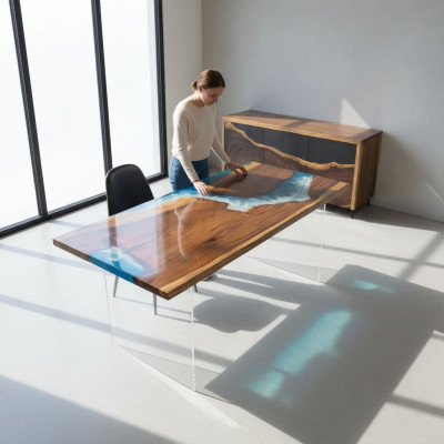 Tafels Eettafel Ontwerptafel Moderne Zee Rivierdecor Meubels 181x81 Epoxy